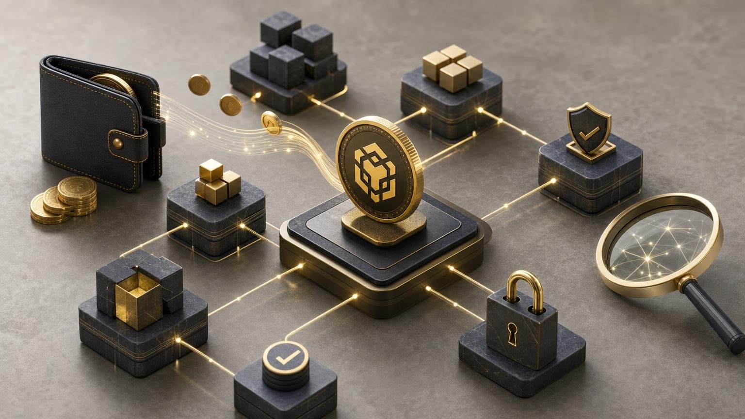 A wallet and blockchain explorer showing how a BNB network fee is checked before a cryptocurrency exchange transaction